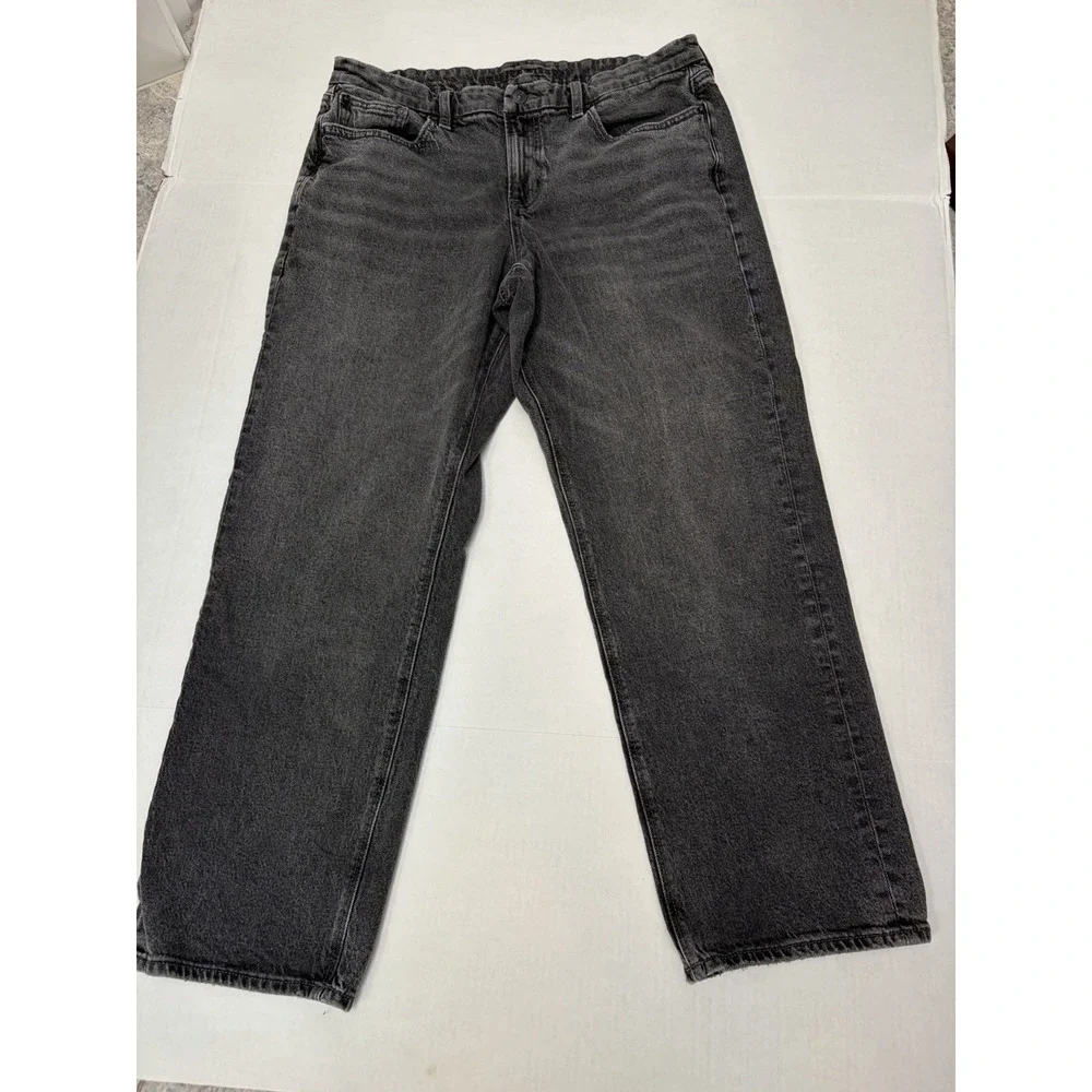 American Eagle Stretch Mid-Rise Curvy Straight Gray Denim Jeans Size 16 READ